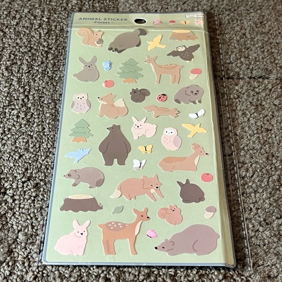 Daiso Forest Animal Sticker Sheet Japan Exclusive Kawaii Raccoon Deer Bear Owl - Picture 1 of 6